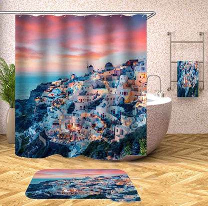 Castle Lighthouse Digital Printing Shower Curtain