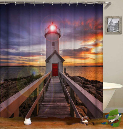 Castle Lighthouse Digital Printing Shower Curtain