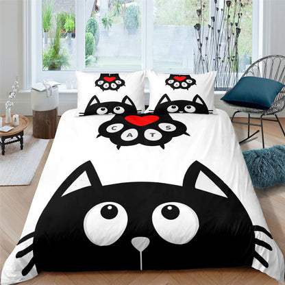 Pet Kitten Three-piece 3D Digital Printing Quilt Cover Pillowcase    Home Decor Supply | Online Retail | ShoreShopper.com