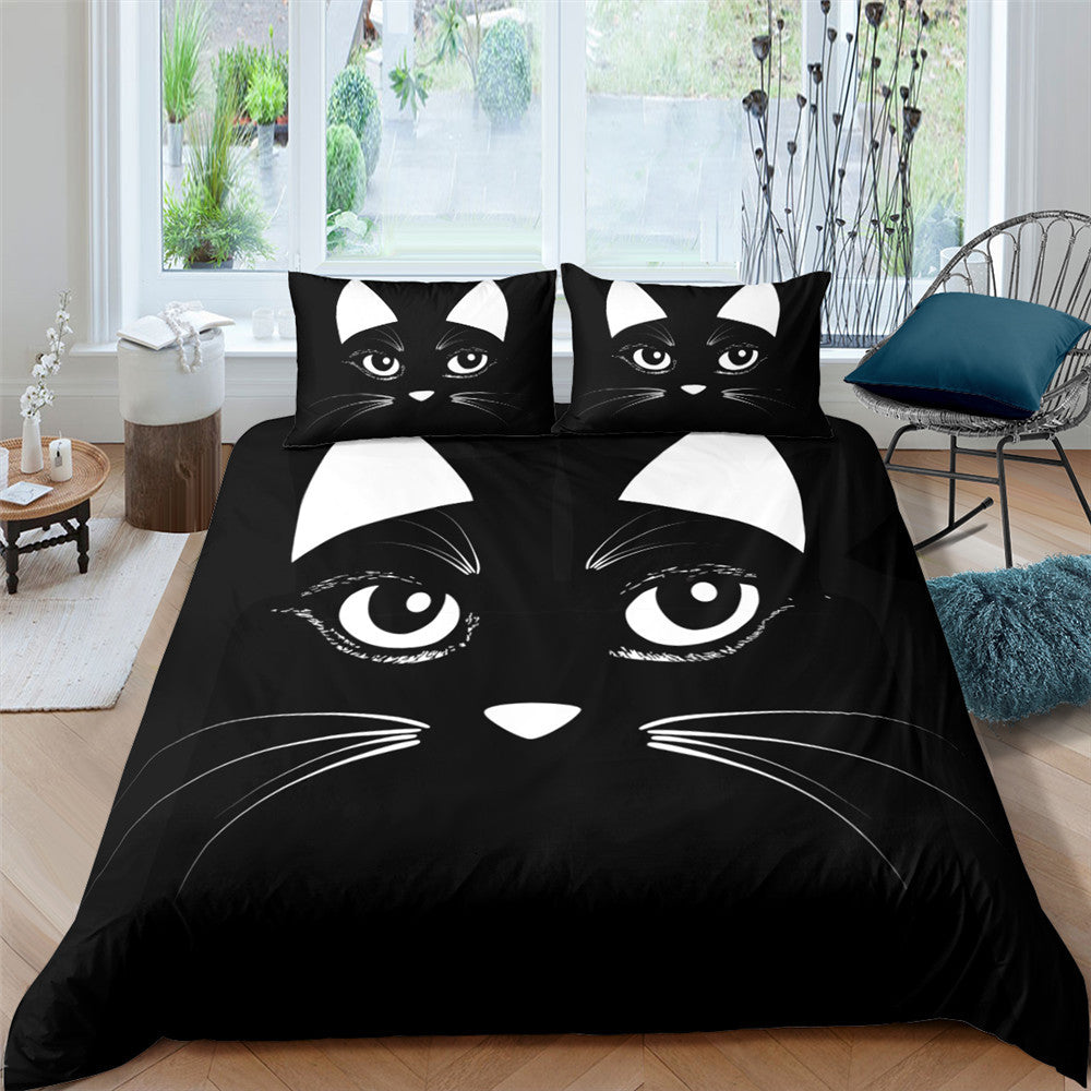 Pet Kitten Three-piece 3D Digital Printing Quilt Cover Pillowcase    Home Decor Supply | Online Retail | ShoreShopper.com