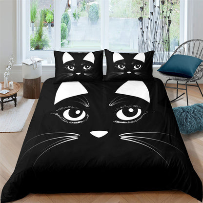 Pet Kitten Three-piece 3D Digital Printing Quilt Cover Pillowcase    Home Decor Supply | Online Retail | ShoreShopper.com