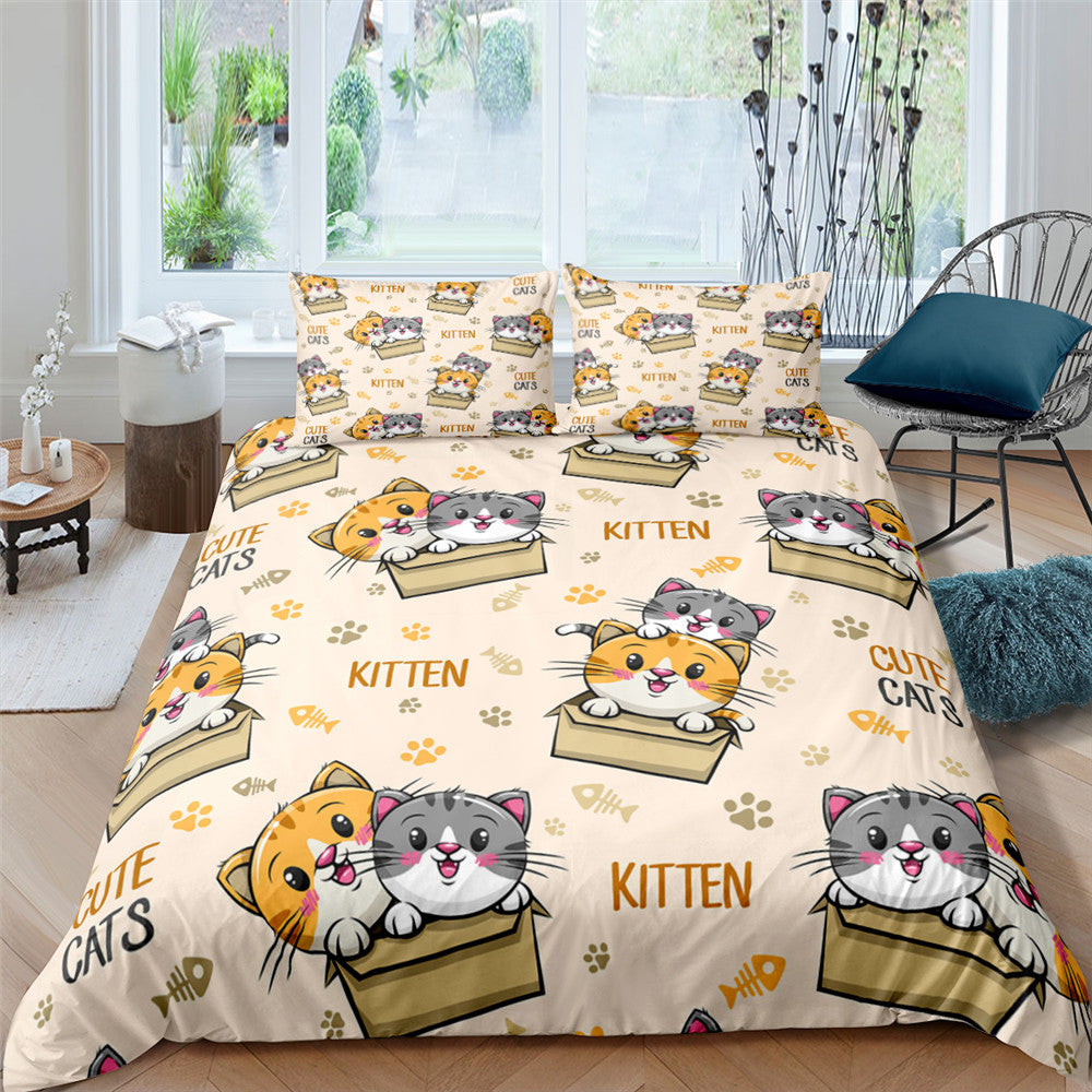 3D Digital Printing Plaid Bear Quilt Cover Three-piece Set And Four-piece Bed Sheet Set    Home Decor Supply | Online Retail | ShoreShopper.com