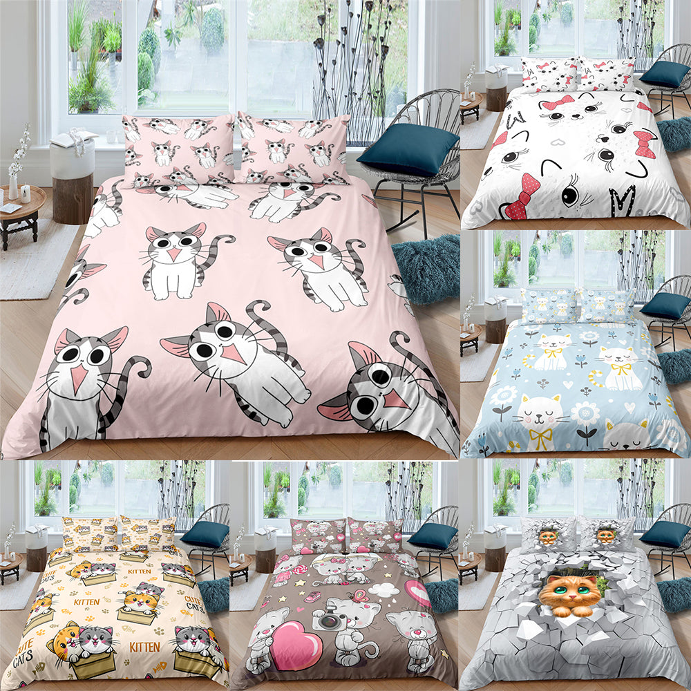 3D Digital Printing Plaid Bear Quilt Cover Three-piece Set And Four-piece Bed Sheet Set    Home Decor Supply | Online Retail | ShoreShopper.com