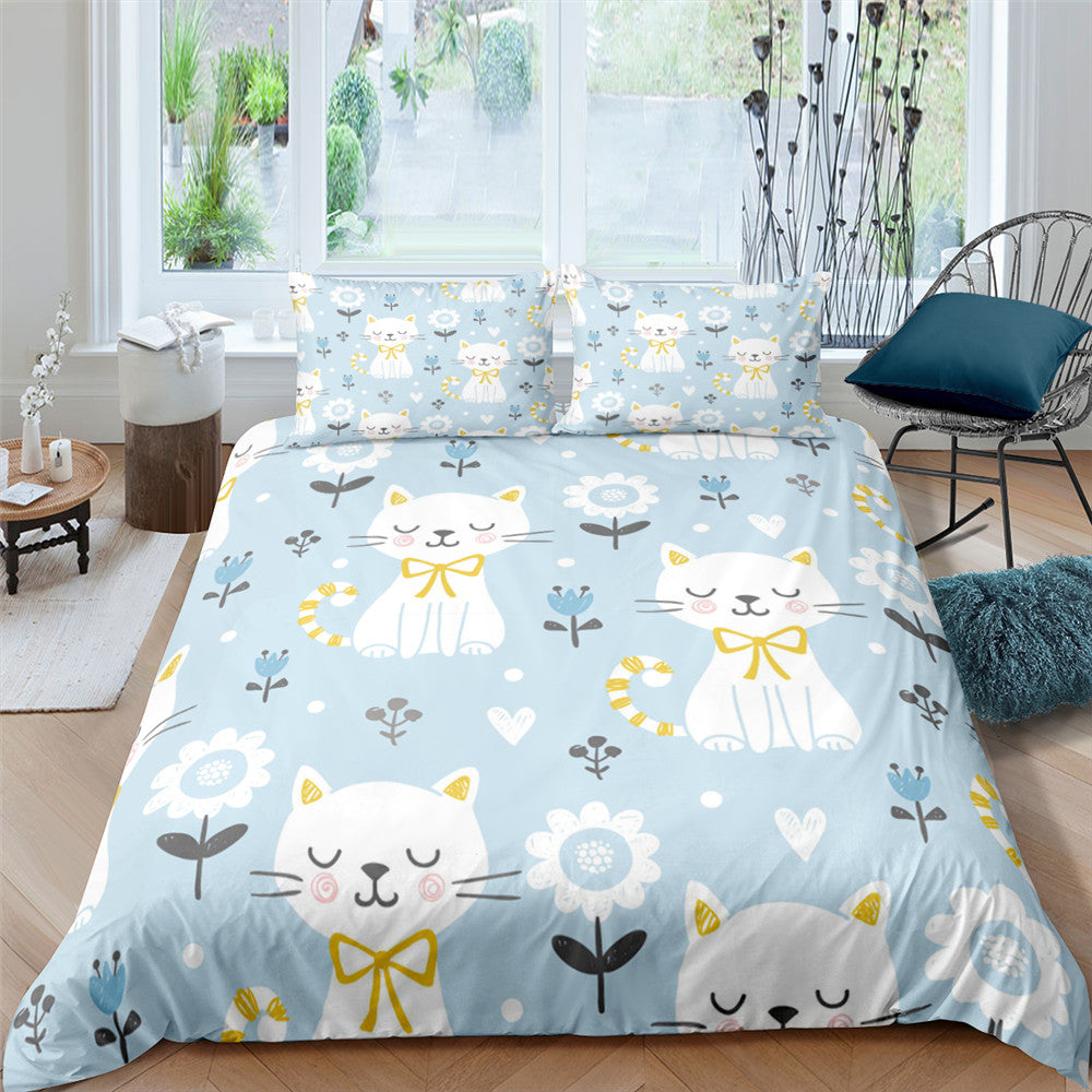 3D Digital Printing Plaid Bear Quilt Cover Three-piece Set And Four-piece Bed Sheet Set    Home Decor Supply | Online Retail | ShoreShopper.com