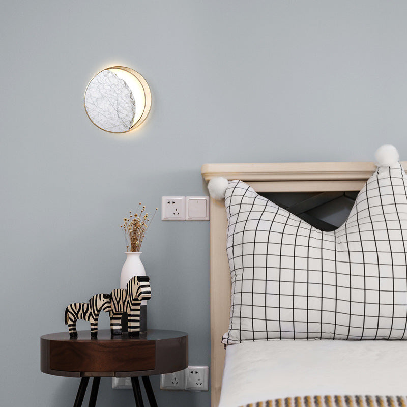 Marble Bedside LED Wall Lamp Creative Art Design Eclipse Wall Sconce Lighting    Home Decor Supply | Online Retail | ShoreShopper.com