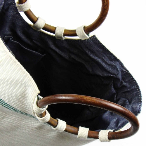 Firehose Wood Handled White Bag    Home Decor Supply | Online Retail | ShoreShopper.com