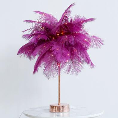 Nordic Feather Table Lamp w/ Remote Control - Dimmable LED Bedside Light - ShoreCo.Shop