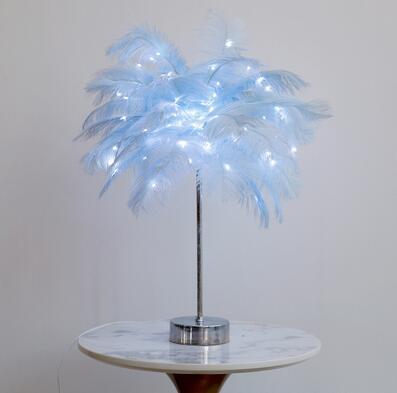 Nordic Feather Table Lamp w/ Remote Control - Dimmable LED Bedside Light - ShoreCo.Shop