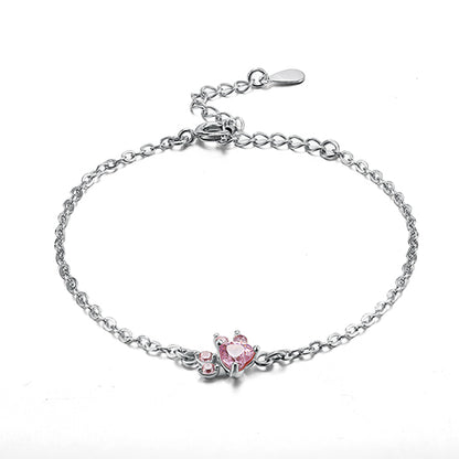 Cat Bear Dog Paw Bracelet Silver Jewelry Sets - Shoreshopper.com