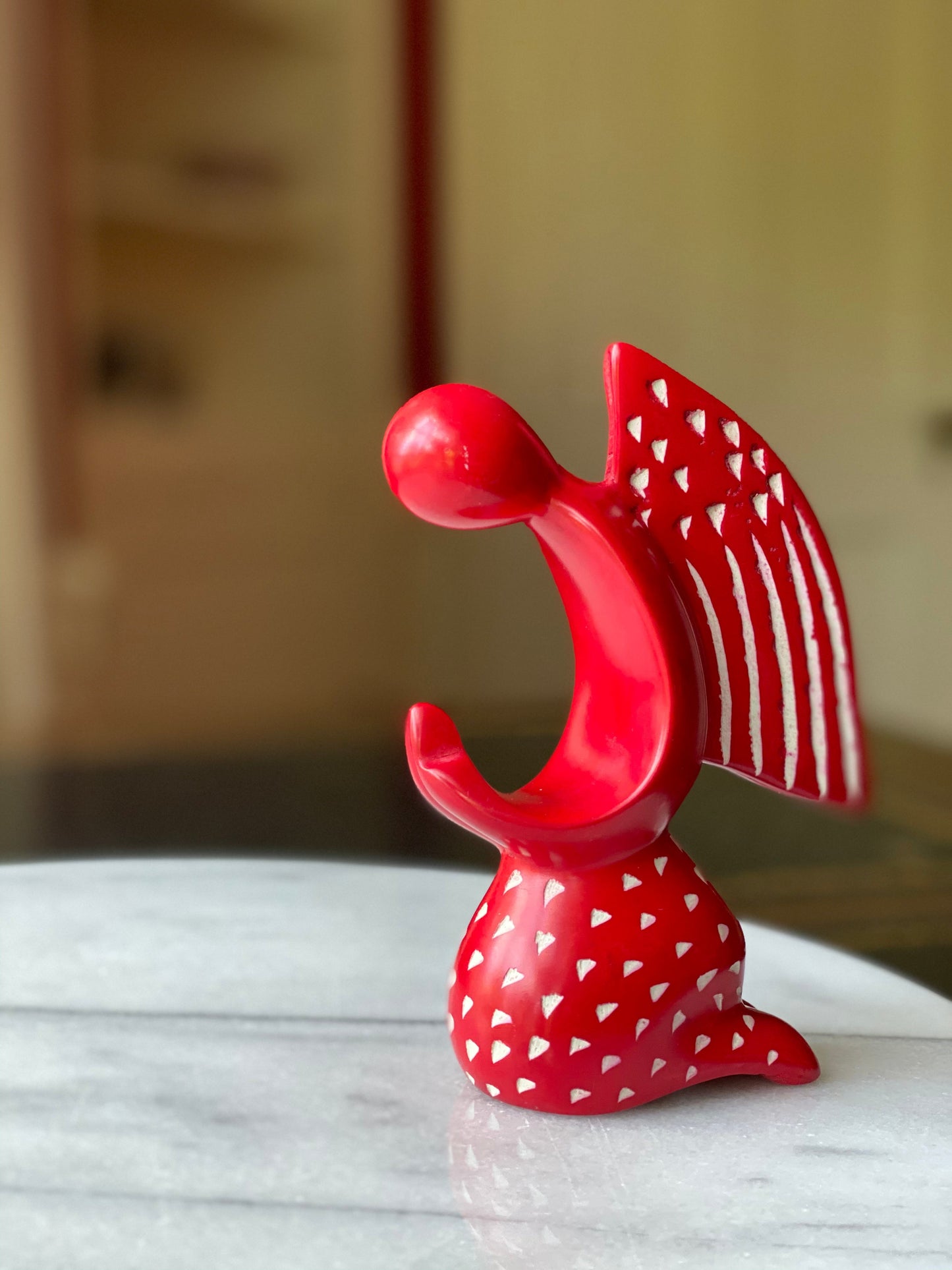 Praying Angel Soapstone Sculpture - Red Finish    Home Decor Supply | Online Retail | ShoreShopper.com
