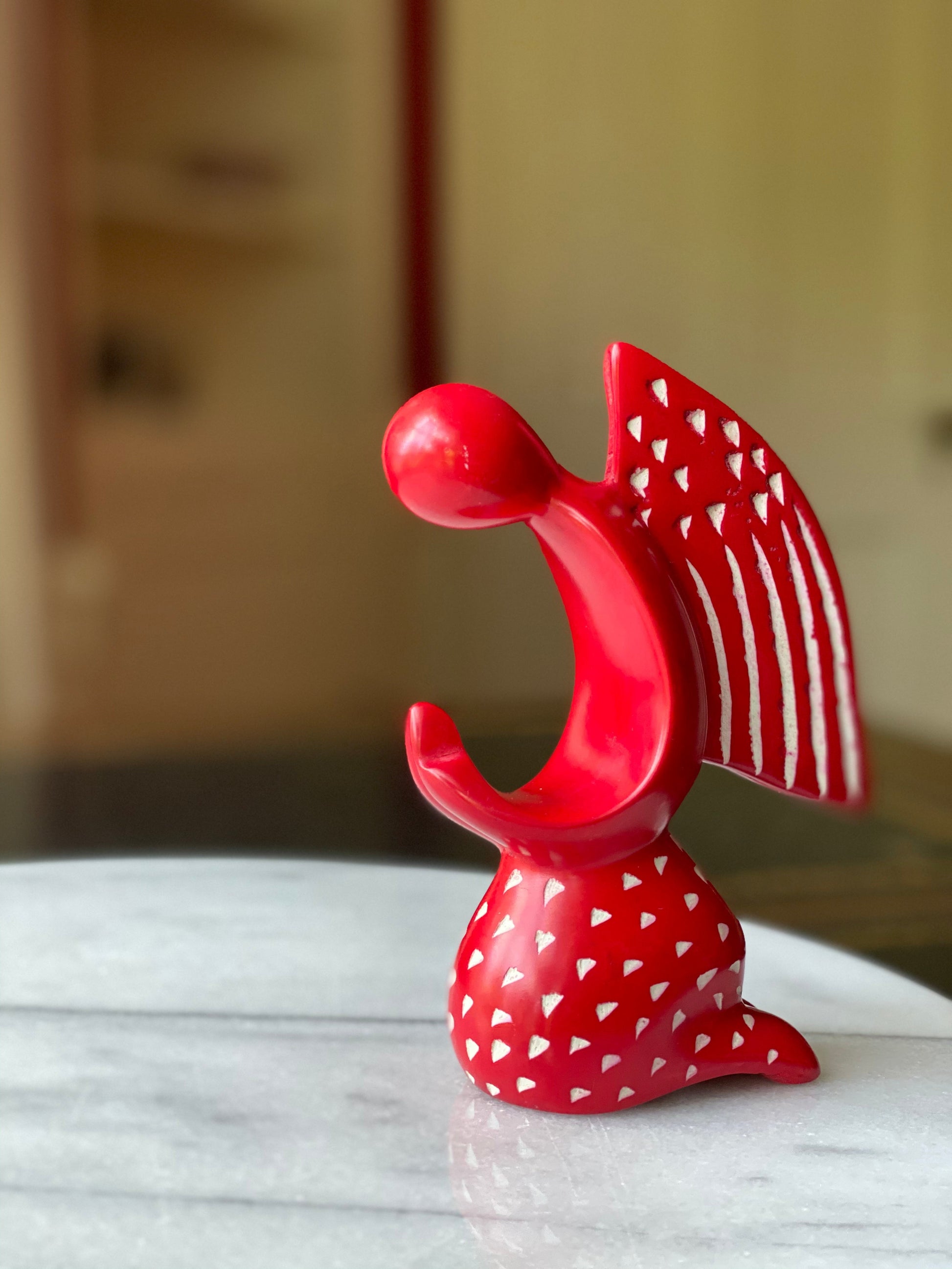 Praying Angel Soapstone Sculpture - Red Finish    Home Decor Supply | Online Retail | ShoreShopper.com