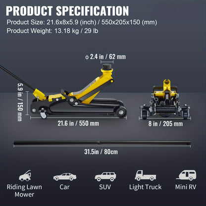 Happybuy 2.5 Ton Alloy Single Cylinder Compact Car Jack 3"-15"    Home Decor Supply | Online Retail | ShoreShopper.com