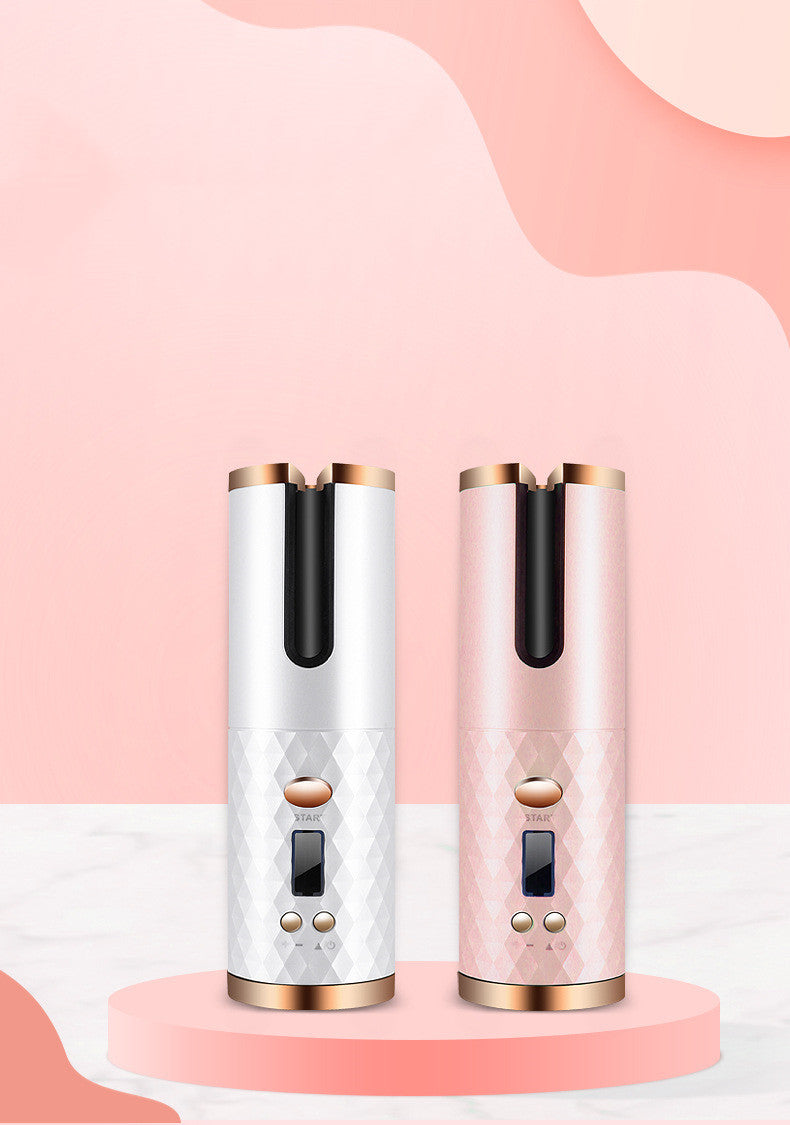 Rechargeable Automatic Hair Curler Women Portable Hair Curling Iron LCD Display Ceramic Curly Rotating Curling Wave Styer - ShoreCo.Shop