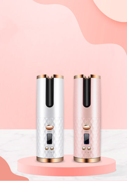 Rechargeable Automatic Hair Curler Women Portable Hair Curling Iron LCD Display Ceramic Curly Rotating Curling Wave Styer - ShoreCo.Shop