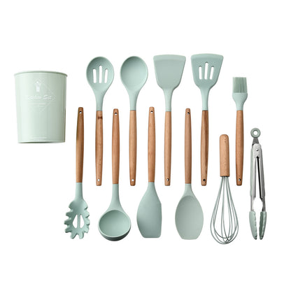 Silicone Kitchenware With Wooden Handle - ShoreCo.Shop