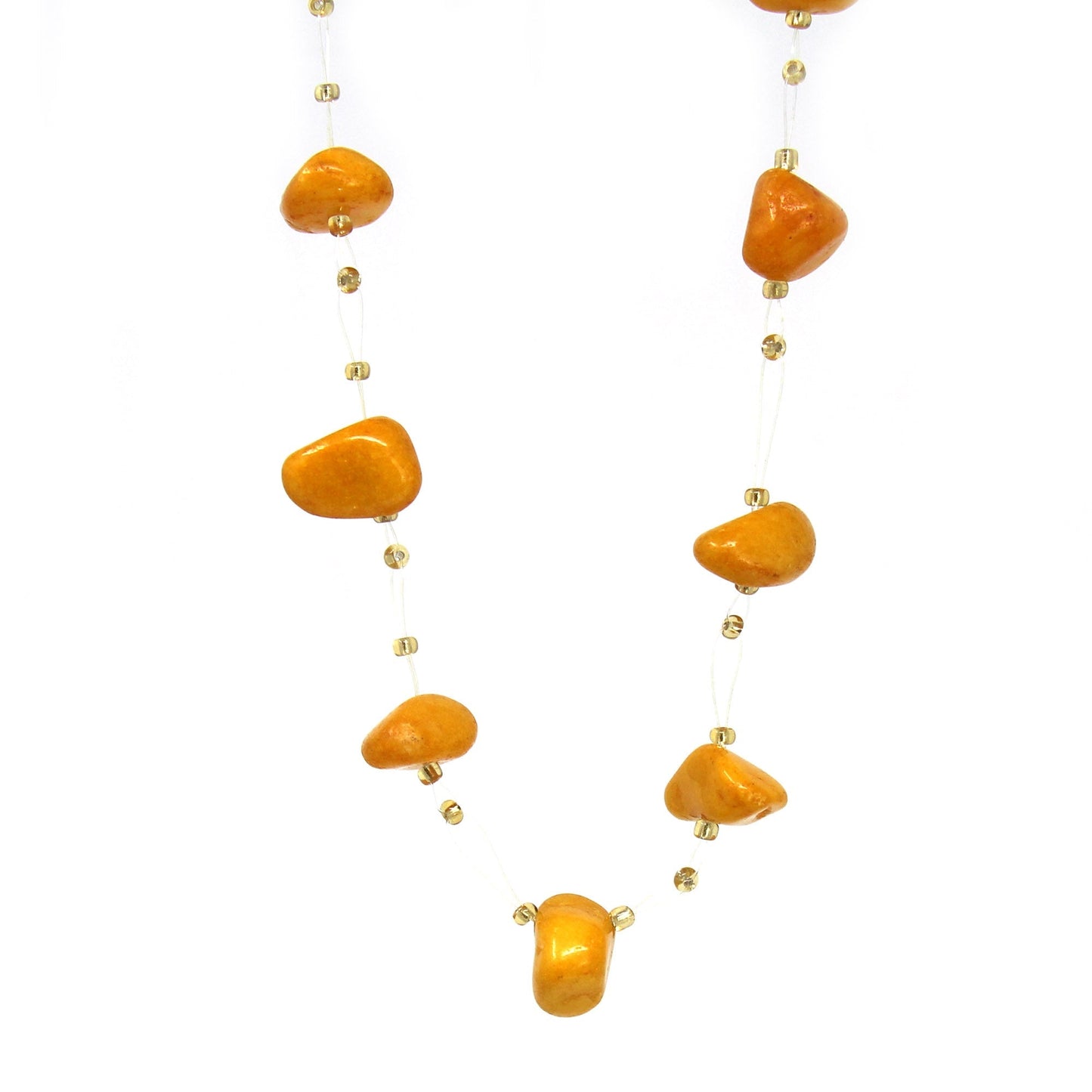 Floating Stone & Maasai Bead Necklace, Pumpkin Spice    Home Decor Supply | Online Retail | ShoreShopper.com