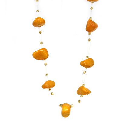 Floating Stone & Maasai Bead Necklace, Pumpkin Spice    Home Decor Supply | Online Retail | ShoreShopper.com
