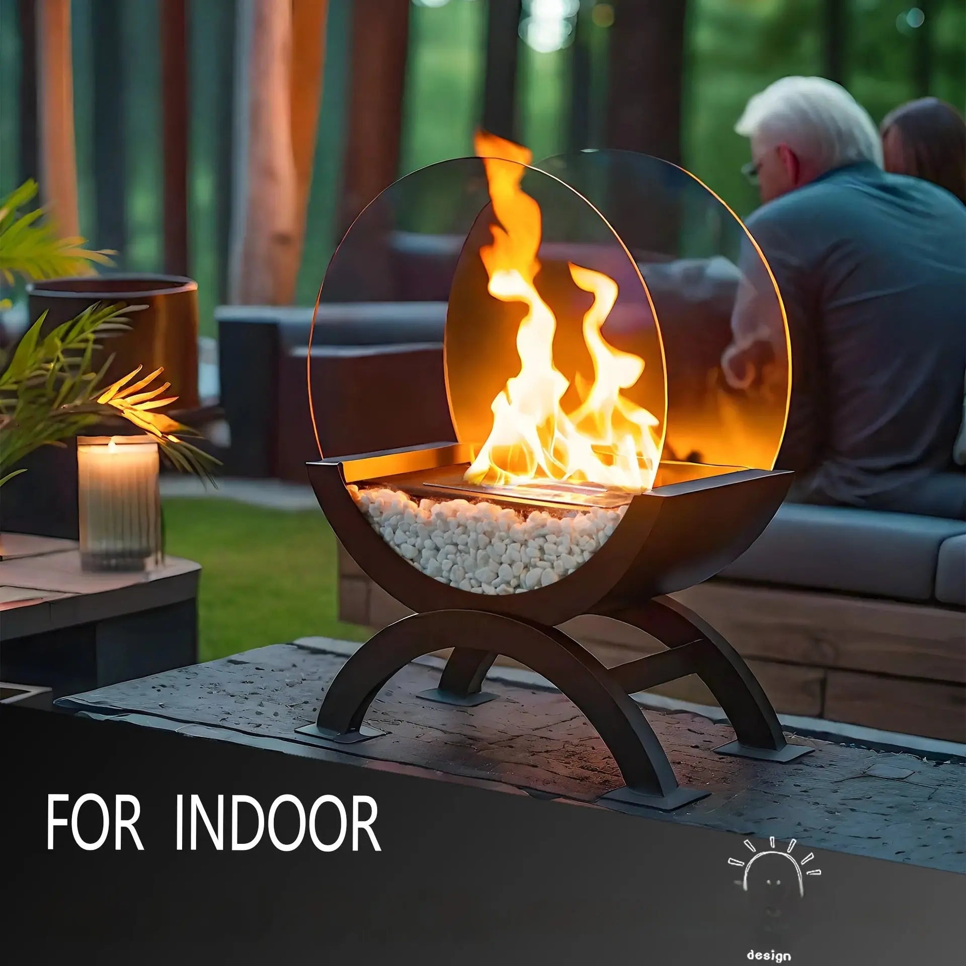 Black Arch Semicircle Fireplace Lamp for Home Heating - ShoreCo.Shop
