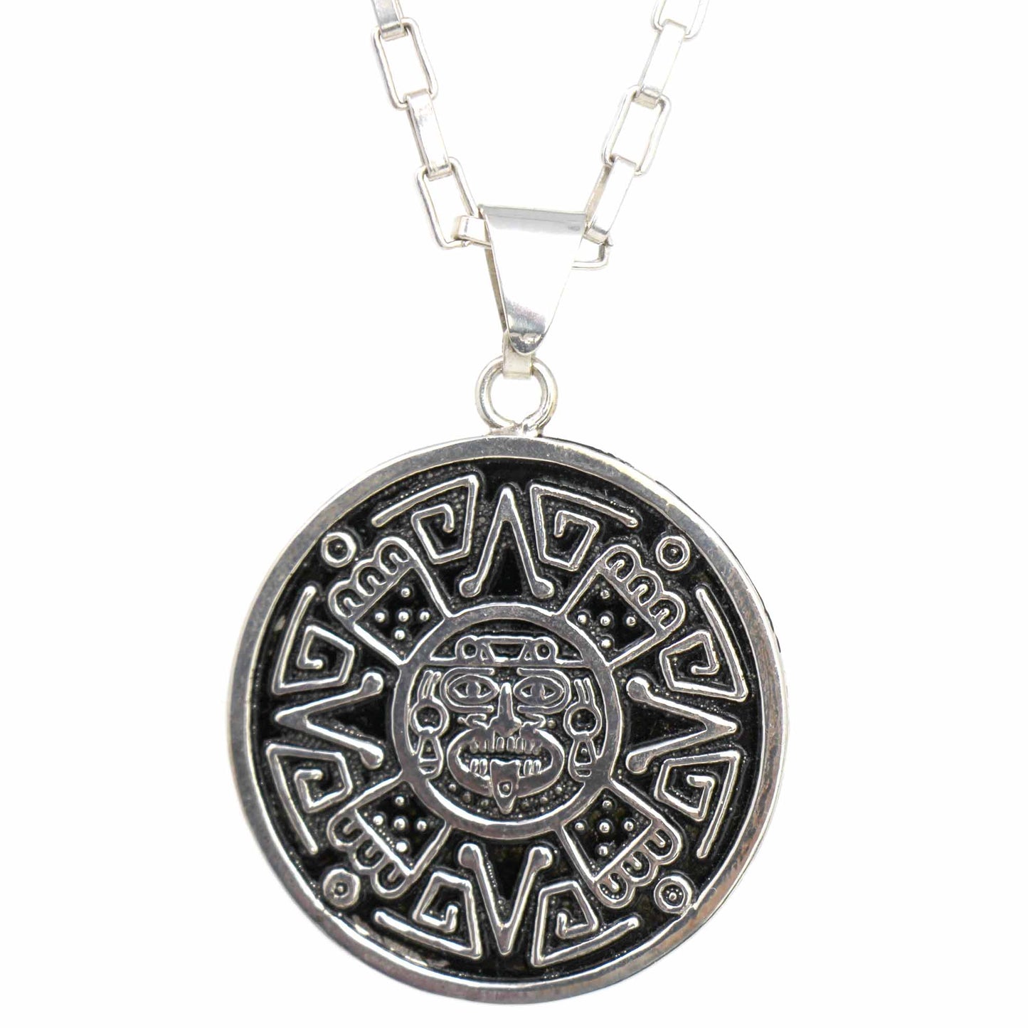 Alpaca Silver Aztec Face Pendant with Chain    Home Decor Supply | Online Retail | ShoreShopper.com