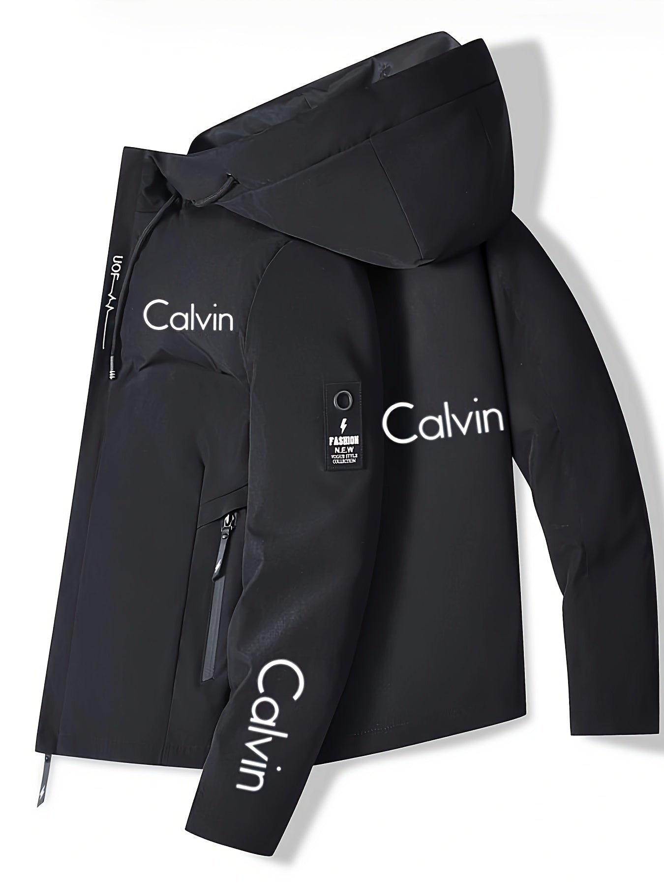 Calvin Men'S Durable Casual Hooded Motorcycle Jacket | Regular Fit, Crew Neck, Zippered Pockets, Adjustable Drawstring Hood, Machine Washable, Random Print Design, Zippered Storage, Perfect for Spring/Fall Outdoor Riding & Ca    Home Decor Supply | Online Retail | ShoreShopper.com