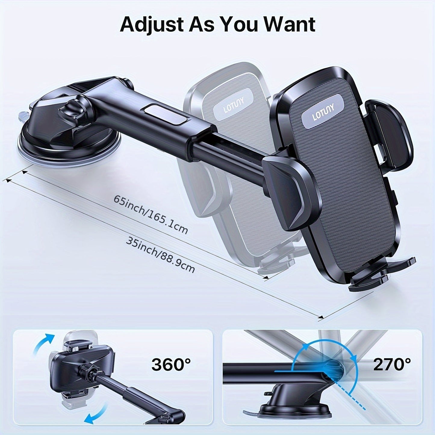 LOTUNY Car Phone Holder, Universal Hands-Free Phone Holders for Your Car, 3-in-1 Phone Mount for CarAir Vent Compatible with for iphone for samsung Google and All 4" to 7, 2" Phones    Home Decor Supply | Online Retail | ShoreShopper.com