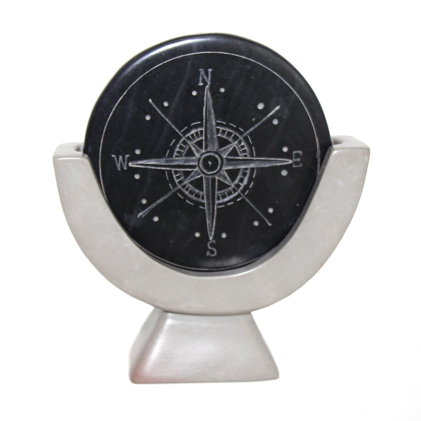 Compass Soapstone Sculpture, Dark Gray Stone    Home Decor Supply | Online Retail | ShoreShopper.com