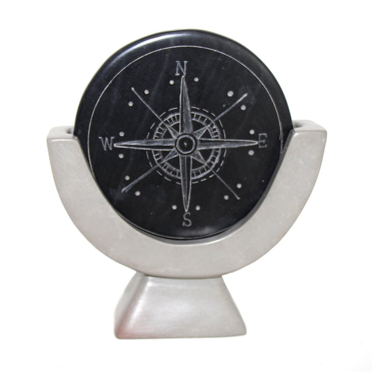Compass Soapstone Sculpture, Dark Gray Stone    Home Decor Supply | Online Retail | ShoreShopper.com