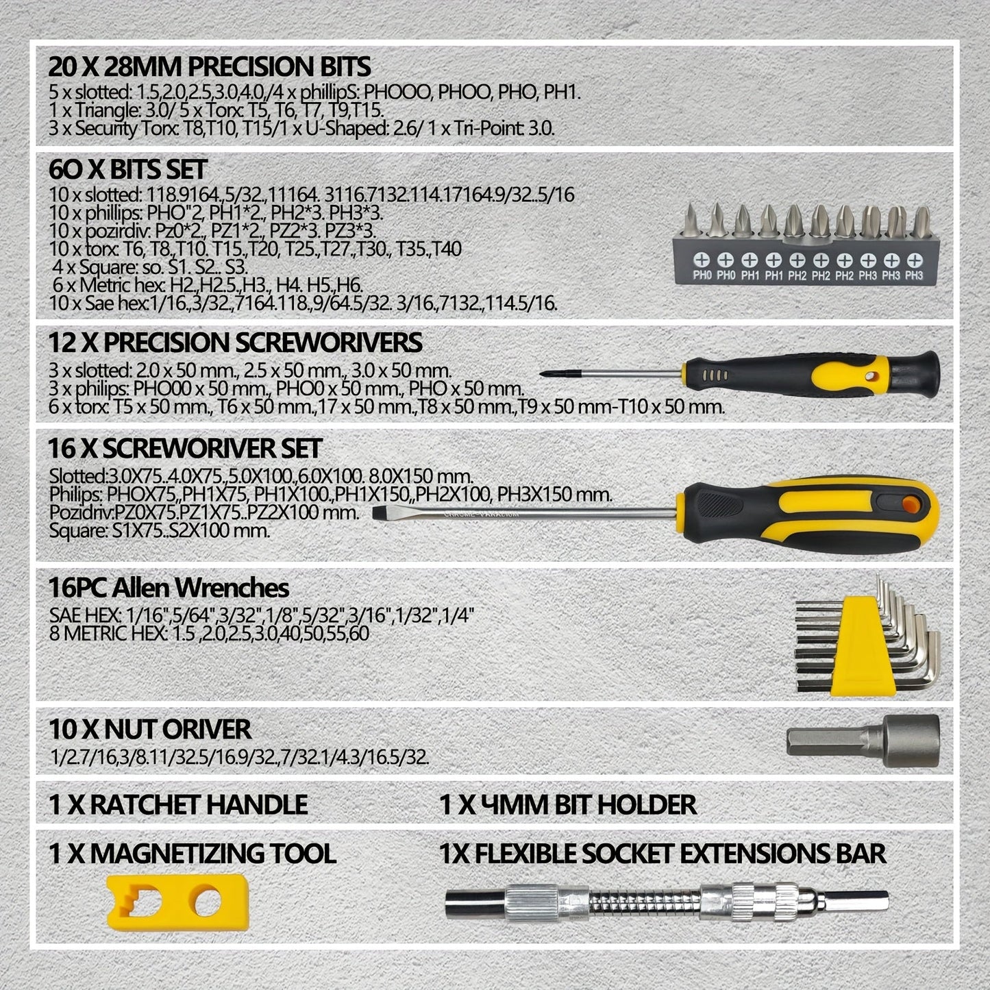 145pcs Magnetic Screwdrivers Set With Plastic Racking, Precision Screwdrivers, Magnetizer, Key Set, Nut Driver And Bit Set - DIY Tools For Men, Tools Gift    Home Decor Supply | Online Retail | ShoreShopper.com