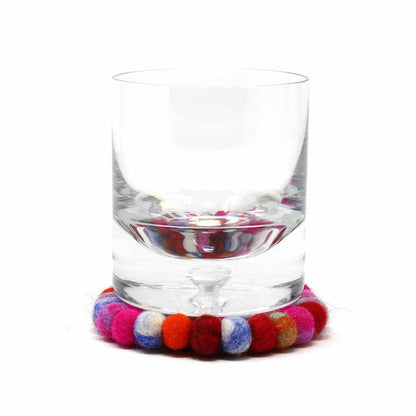 Hand Crafted Felt Ball Coasters from Nepal: 4-pack, Rainbow - Global Groove (T)    Home Decor Supply | Online Retail | ShoreShopper.com
