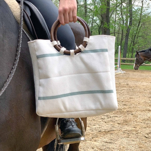 Firehose Wood Handled White Bag    Home Decor Supply | Online Retail | ShoreShopper.com