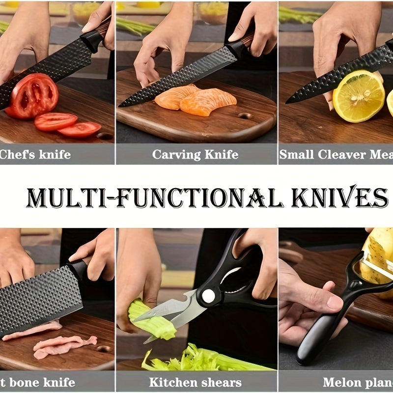 Professional 6pcs Kitchen Knife Set - Chef's Knife, Slicing Knife, Scraper, and Scissors - High Carbon Stainless Steel with Ultra-Sharp Blades, Non-Stick Ergonomic Wooden Handles - Ideal for Home, Travel, and Gift Box Set    Home Decor Supply | Online Retail | ShoreShopper.com