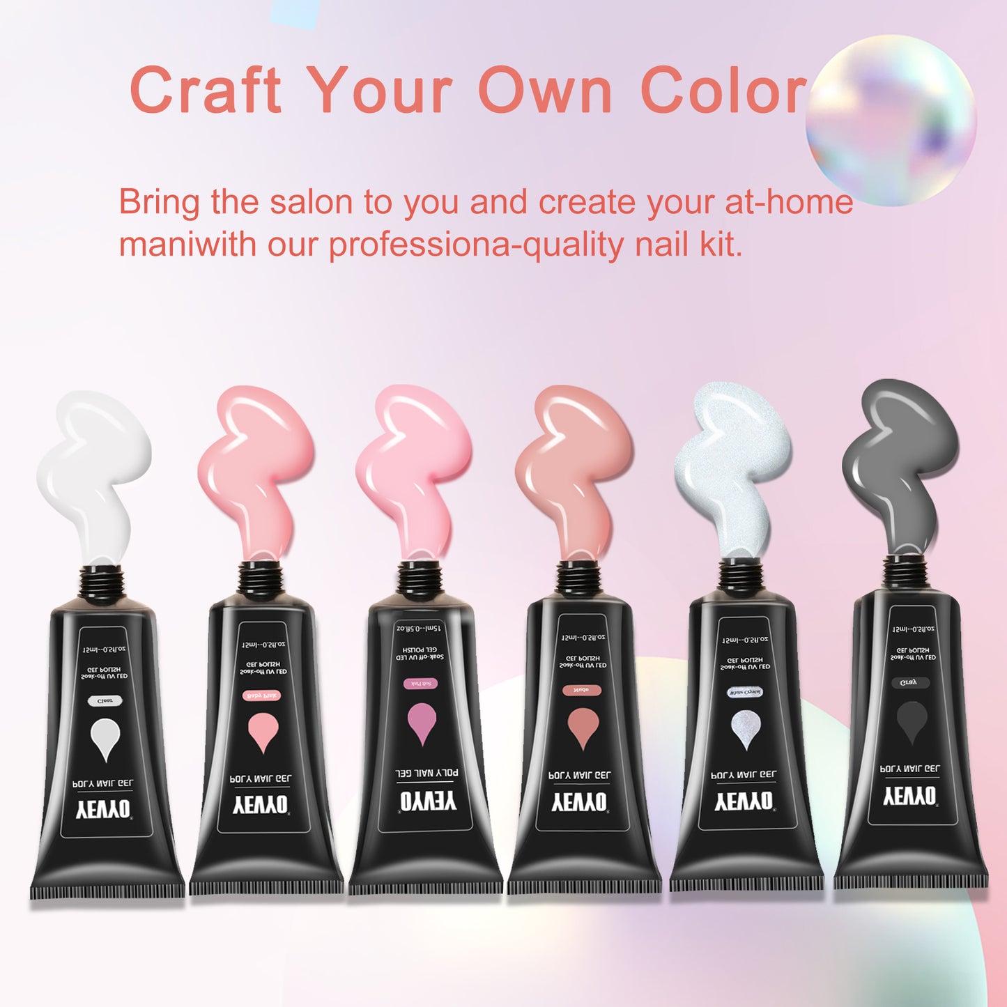 6 PCS Poly Gel Nail Kit With UV Lamp, Nail Brush And Nail Forms Top Base Coat Builder Nails Art Tools - ShoreCo.Shop