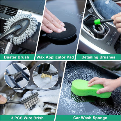 Car Full Interior & Exterior Cleaning Detailing Kit w/ Vacuum, Windshield Cleaner, Drill Brush Kit & More    Home Decor Supply | Online Retail | ShoreShopper.com