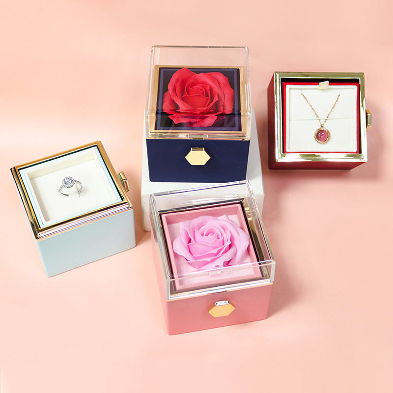 Rotating Soap Flower Rose Gift Box Creative Rotating Rose Jewelry Packaging Box Valentine's Day Gift For Women    Home Decor Supply | Online Retail | ShoreShopper.com