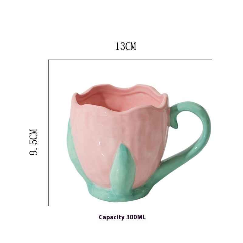 Three-dimensional Relief Tulip Ceramic Mug