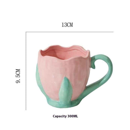Three-dimensional Relief Tulip Ceramic Mug