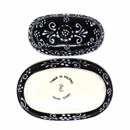 Encantada Handmade Pottery Butter Dish, Black & White    Home Decor Supply | Online Retail | ShoreShopper.com