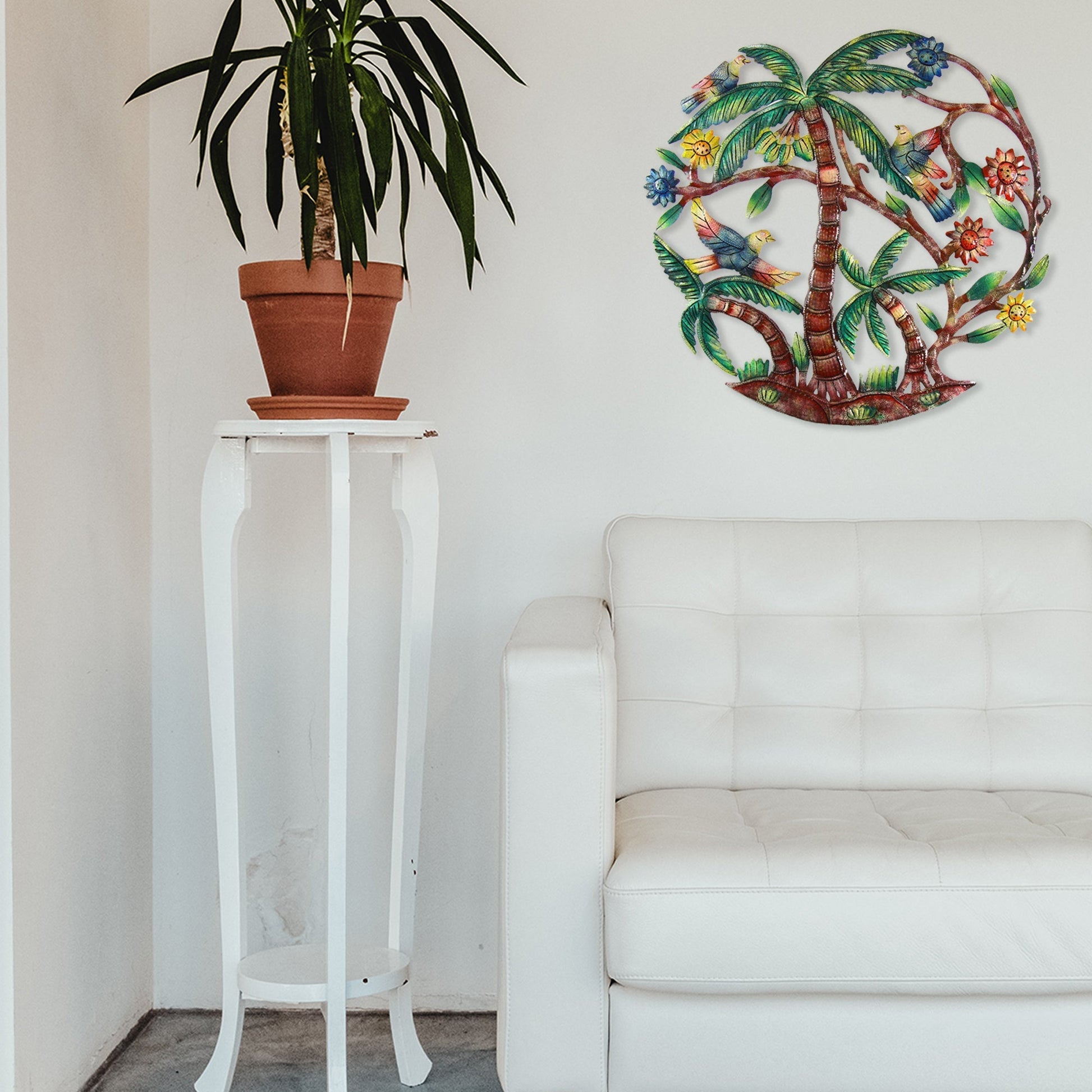 Colorful Palm Trees Hand Painted Metal Wall Art - Croix des Bouquets    Home Decor Supply | Online Retail | ShoreShopper.com
