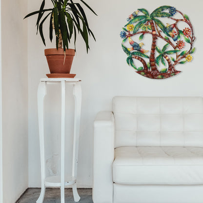 Colorful Palm Trees Hand Painted Metal Wall Art - Croix des Bouquets    Home Decor Supply | Online Retail | ShoreShopper.com