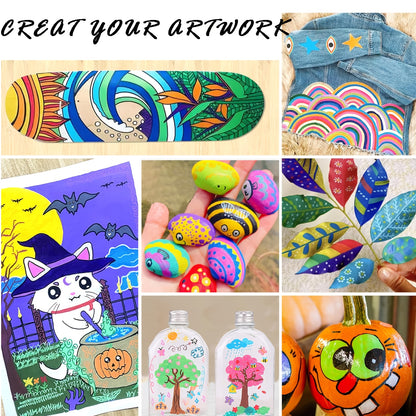 12/24/36/48/60/72Color Acrylic Paint Marker, Brush Head Can Be Used for Rock Metal Glass Wood Canvas Ceramic Plastic Art And DIY Hand-painting, Back to School Season Halloween Christmas Birthday Gifts - ShoreCo.Shop