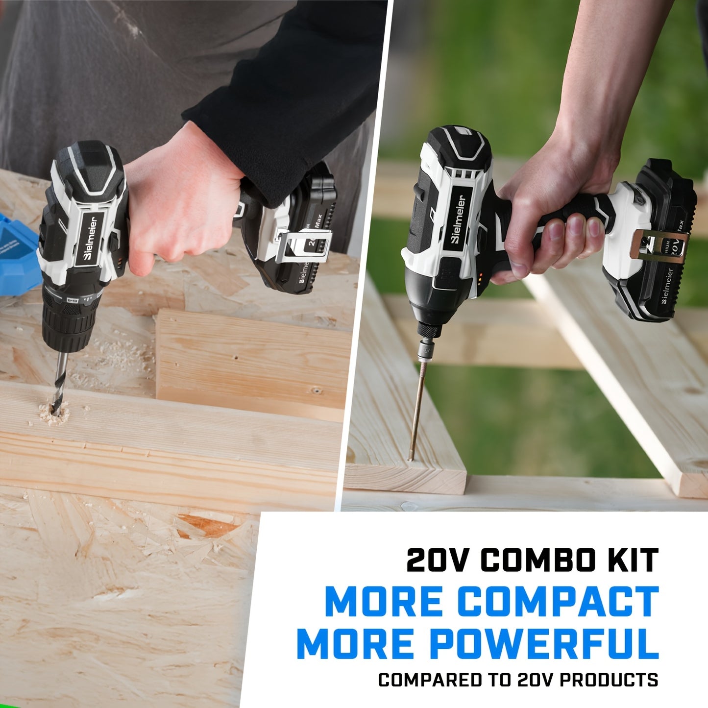 Bielmeier 20V 3/8" Drill And 1/4" Impact Driver Combo Kit, Featuring a Driving Speed of 3200RPM And a Drilling Speed of 1500RPM, Designed to Be Lightweight, with Two Speed Settings, Including 33pcs of Drive Bits And Sockets, - ShoreCo.Shop
