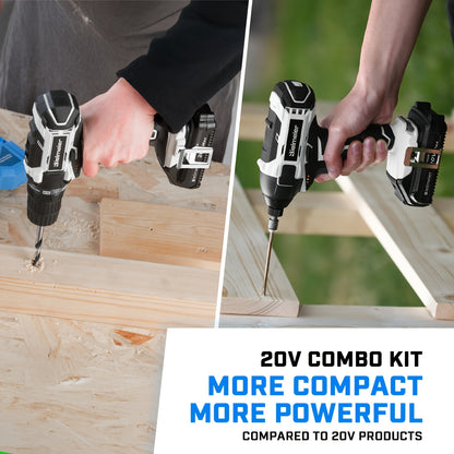 Bielmeier 20V 3/8" Drill And 1/4" Impact Driver Combo Kit, Featuring a Driving Speed of 3200RPM And a Drilling Speed of 1500RPM, Designed to Be Lightweight, with Two Speed Settings, Including 33pcs of Drive Bits And Sockets, - ShoreCo.Shop