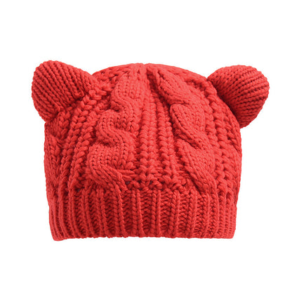 Hand Made 3D Cute Knitted Cat Ear Beanie For Winter - ShoreCo.Shop