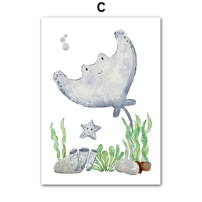 Sea Turtle, Seahorse, Whale, Starfish, Fish, Art Canvas, Nordic Art Poster    Home Decor Supply | Online Retail | ShoreShopper.com