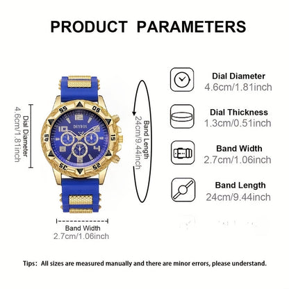 2pcs Men'S Luxury Watches | Golden/Tone Dial, Quartz Movement, Non-water Resistant, Zinc Alloy Case, Silica Gel Strap - Ideal for Business, Sports, Everyday Use | Perfect Gift for Dad, Husband, Boyfriend on Birthday, Father'S    Home Decor Supply | Online Retail | ShoreShopper.com
