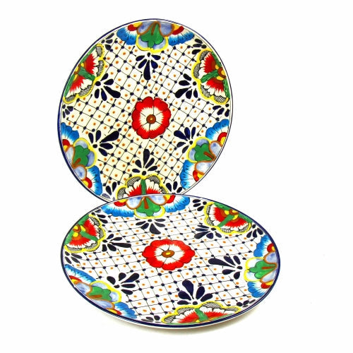 Dinner Plates 11.8in - Dots and Flowers, Set of Two - Encantada    Home Decor Supply | Online Retail | ShoreShopper.com