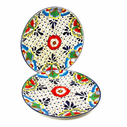 Dinner Plates 11.8in - Dots and Flowers, Set of Two - Encantada    Home Decor Supply | Online Retail | ShoreShopper.com
