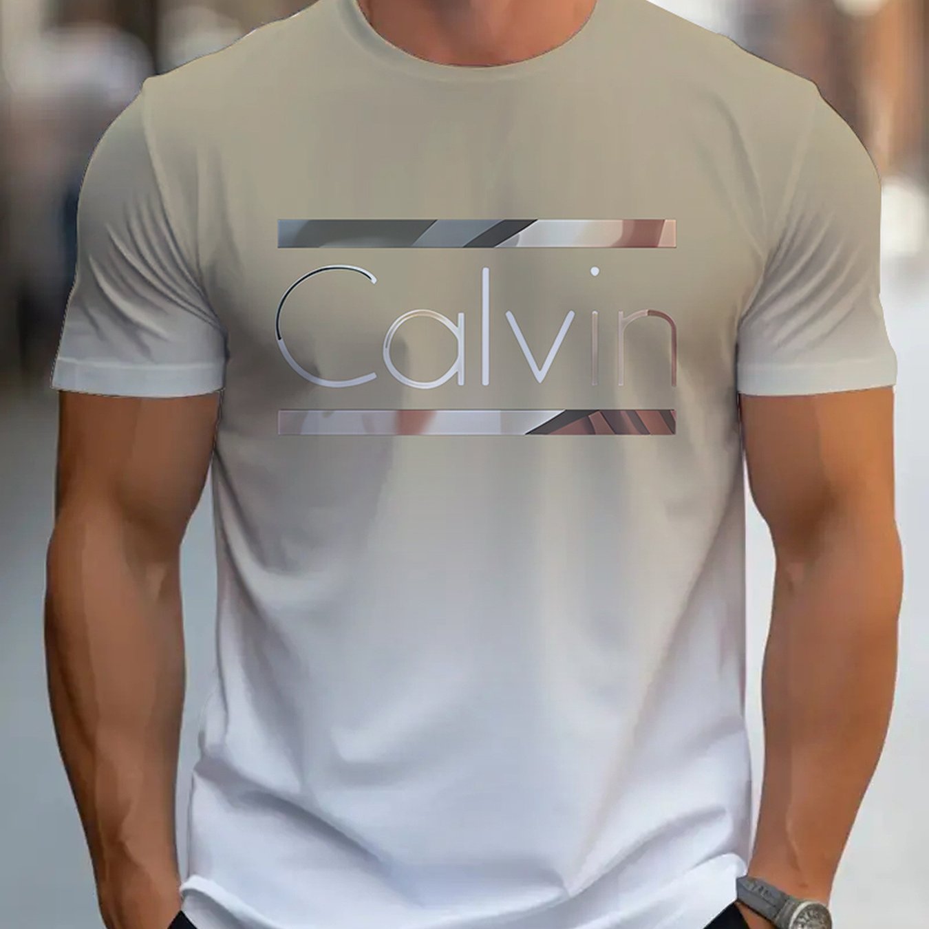 Summer Men'S 3D Digital Printing, Cool Gradual Change: "Calvin" Printed T-Shirt, Casual And Comfortable Versatile Men'S Round Neck Short Sleeves, Suitable for Daily And Sports Wear    Home Decor Supply | Online Retail | ShoreShopper.com
