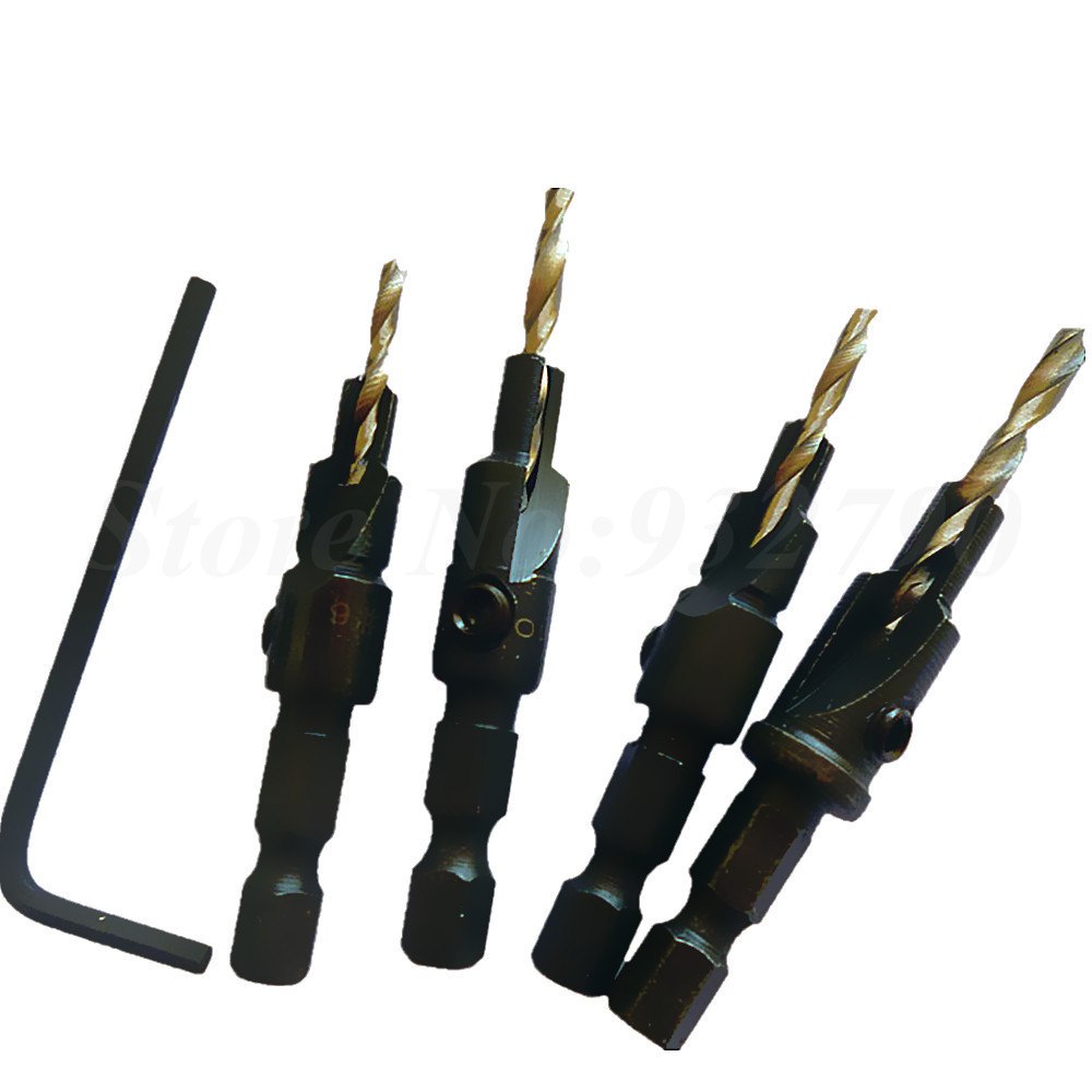 4pcs Hss Countersink Drill Bits 1 4 Quick Change Hole Hex Shank Screw Carpentry Countersink Bit Wood Hole Reamer W Hex Wrench    Home Decor Supply | Online Retail | ShoreShopper.com
