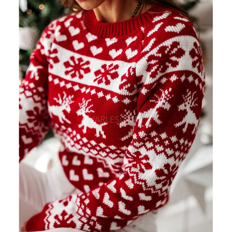 Women Ugly Christmas Sweaters Winter Long Sleeve Knitted Sweater Elk Snowflake Print Knitted Jumpers Knitwear Casual Soft Jacquard Pullover Xmas Look    Home Decor Supply | Online Retail | ShoreShopper.com